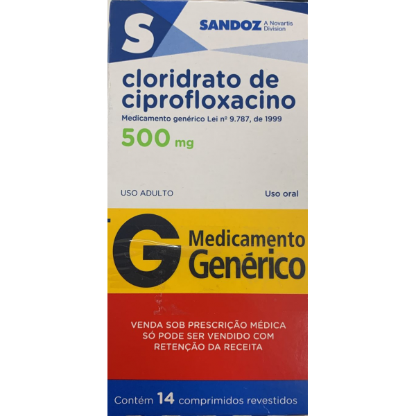 Cloridrato de ciprofloxacino 500mg 14 comprimidos